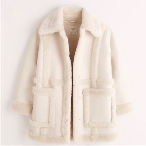 Abercrombie Oversized Sherpa-Lined Vegan Leather Coat